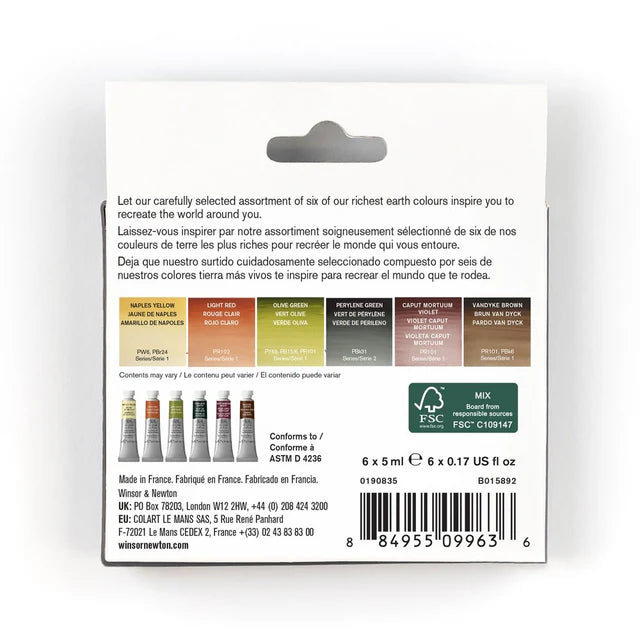 Winsor & Newton Professional Watercolour Tubes Rich Earth Set, 6x5 ml