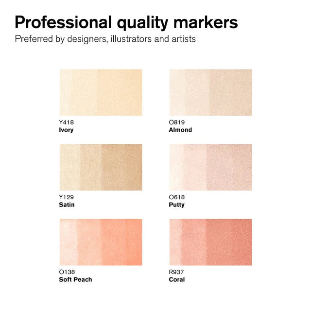 Winsor & Newton Promarker Graphic Marker Skin Tones 1 Set, 6 pcs.