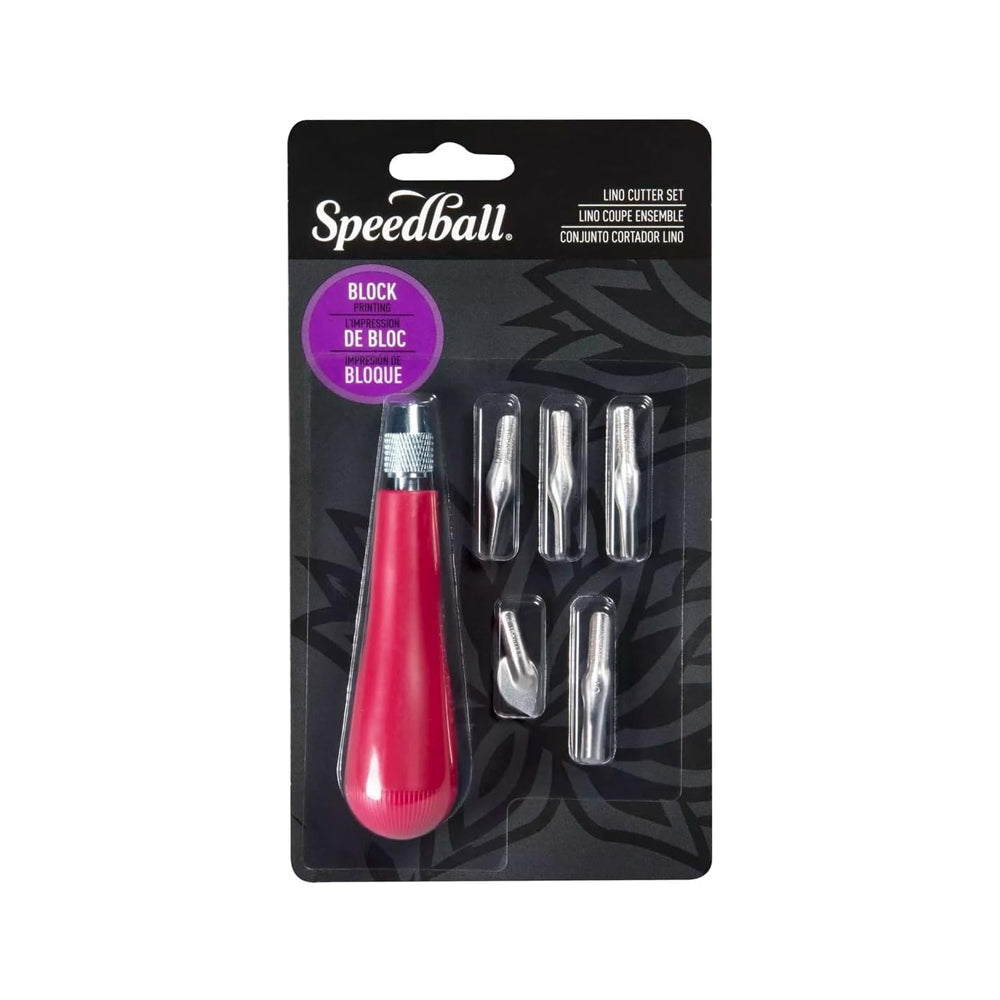 Speedball Lino Cutter Carded Set, 1 Handle + 5 Cutters
