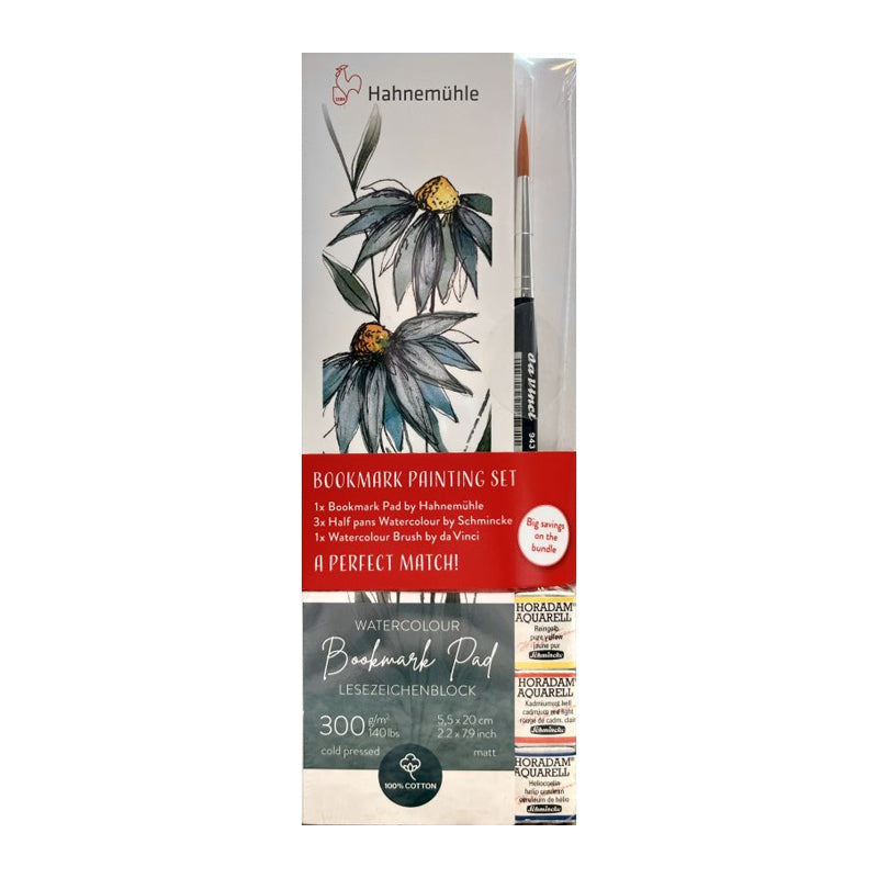 Watercolour Bookmarks Design Set - 1x Bookmark Pad + 3x Watercolour Cubes + 1x Brush