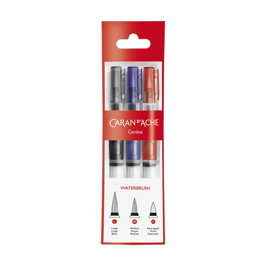 Caran d'Ache Water Brushes with Water Reservoir Set of 3