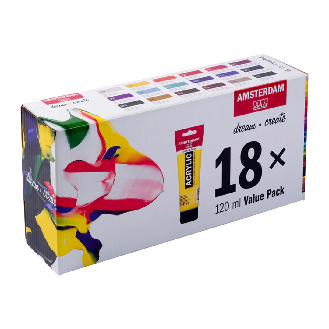 Amsterdam Acrylic Paint Value Pack, 18x120 ml