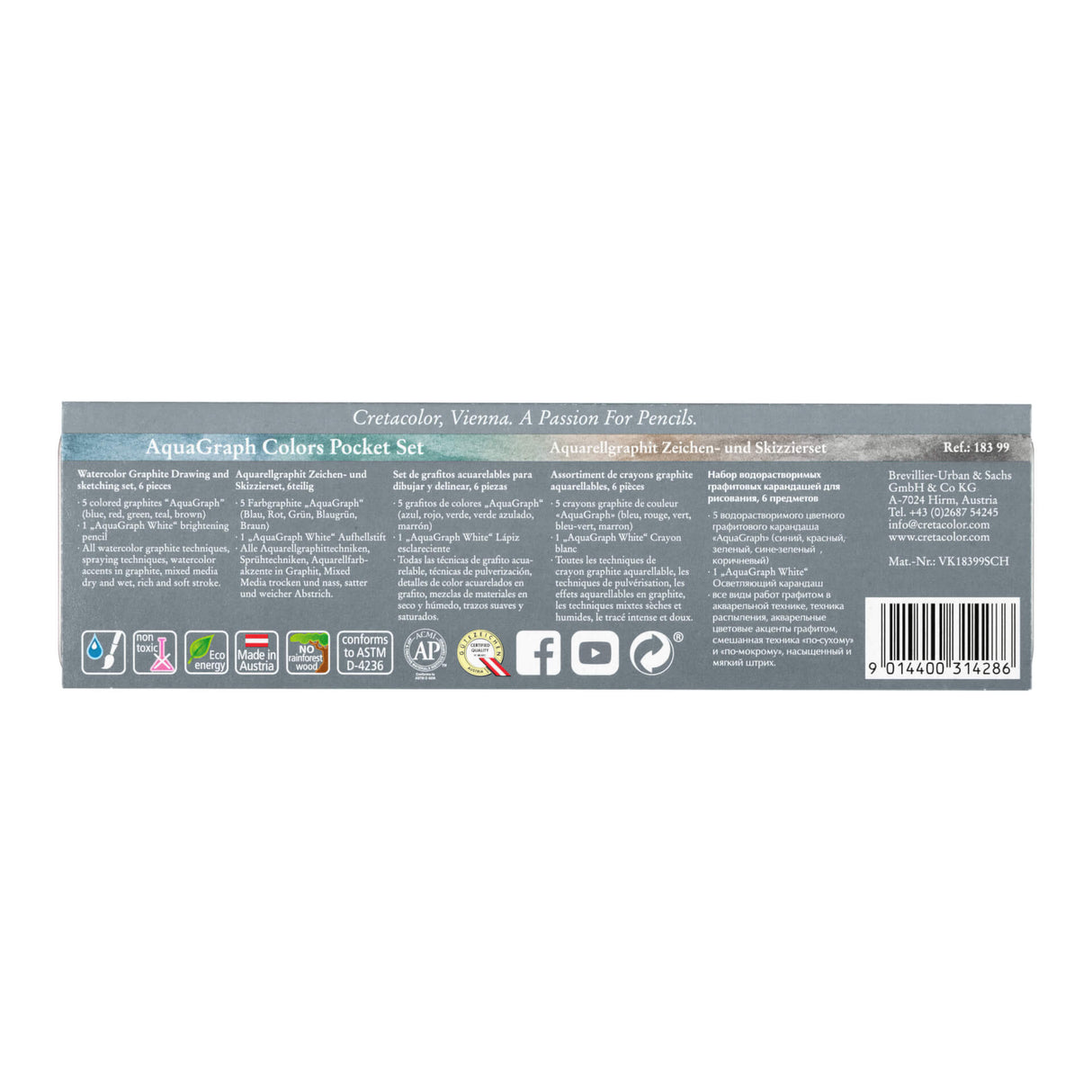 Cretacolor AquaGraph Colored Pencils Pocket Set, 6 pcs.