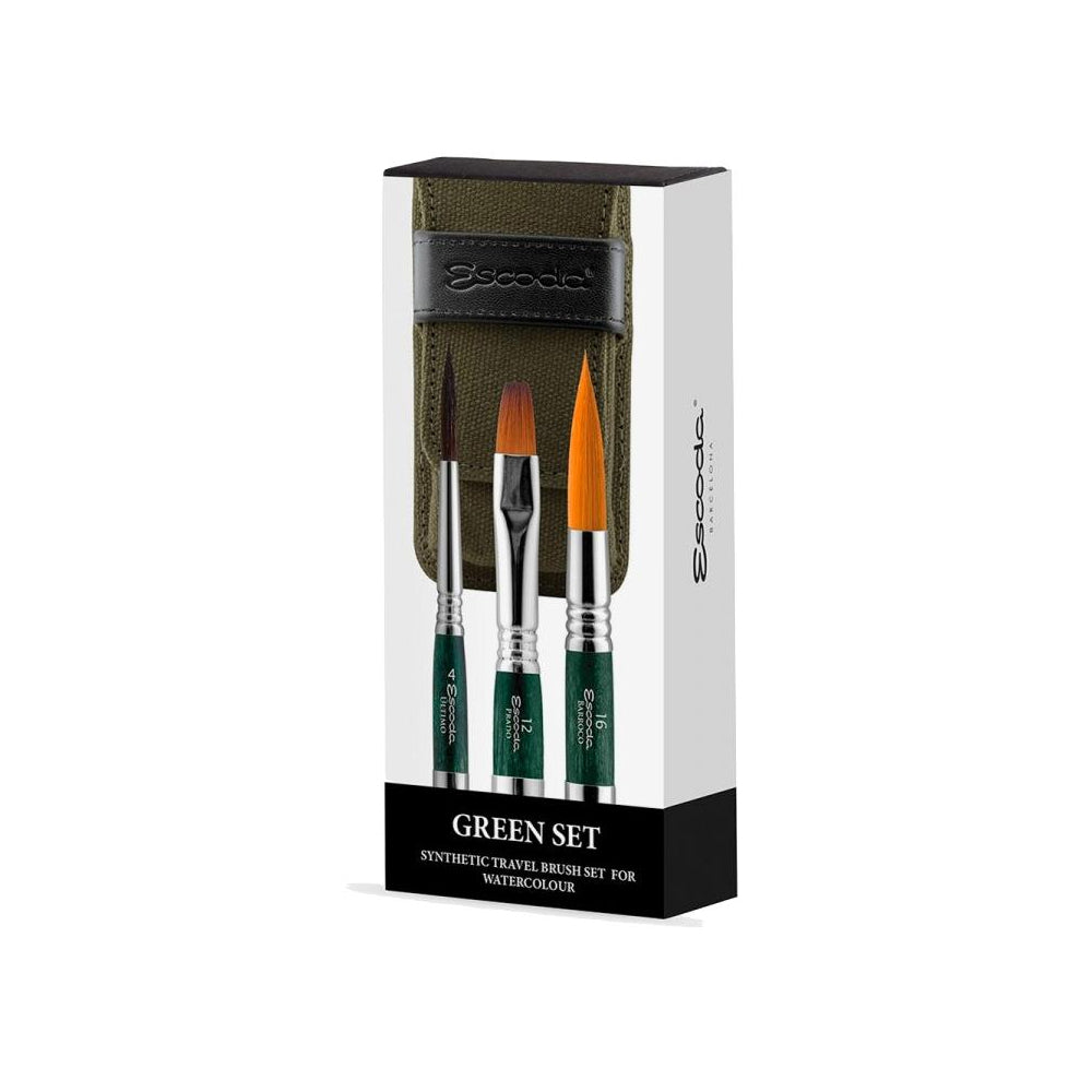 Escoda Synthetic Travel Brush Set, 3 pcs.