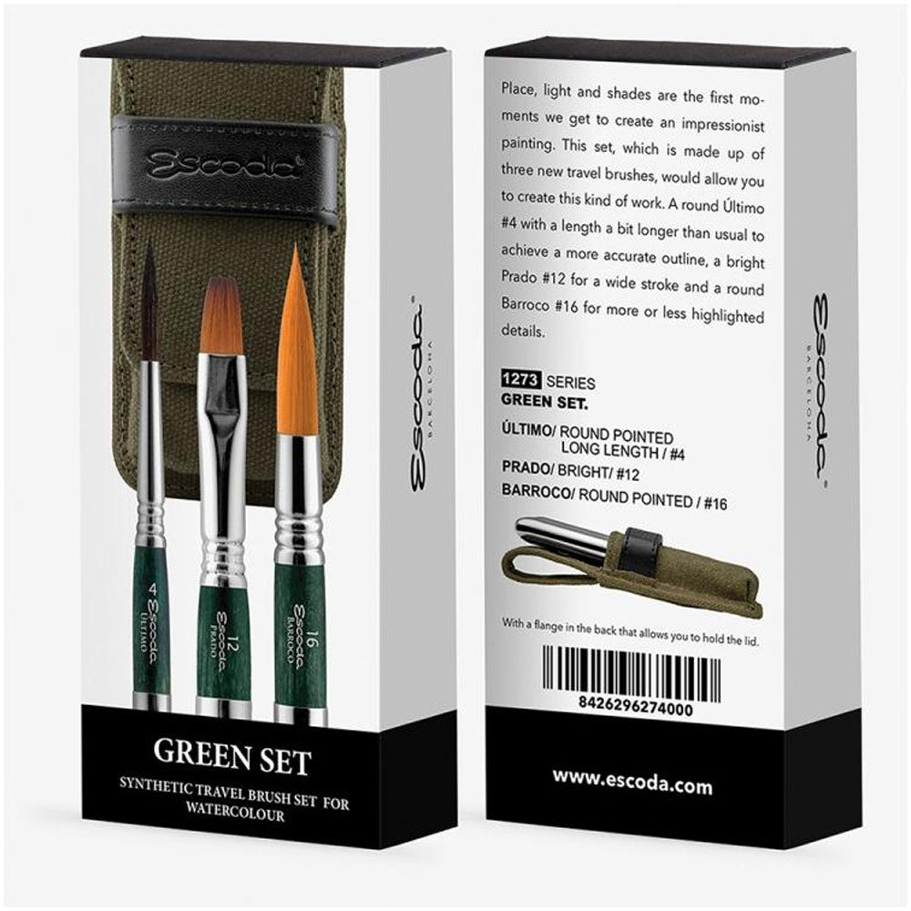 Escoda Synthetic Travel Brush Set, 3 pcs.