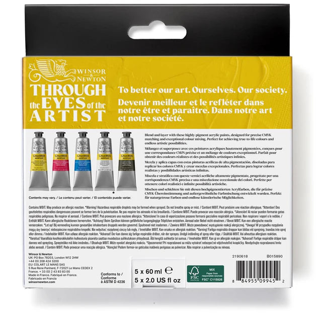 Winsor & Newton Galeria Process Acrylic Set, 5x60 ml