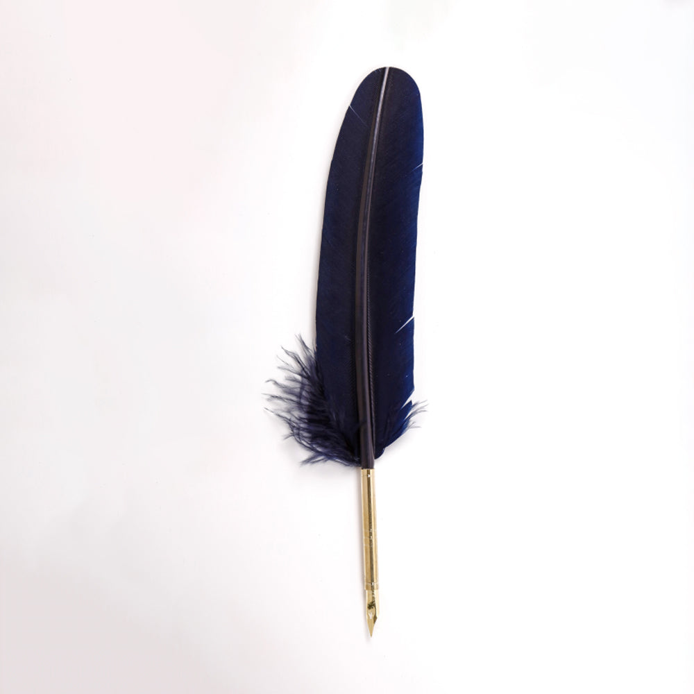 Jacques Herbin Goose Quill with Steel Nib and Ferrule, Navy