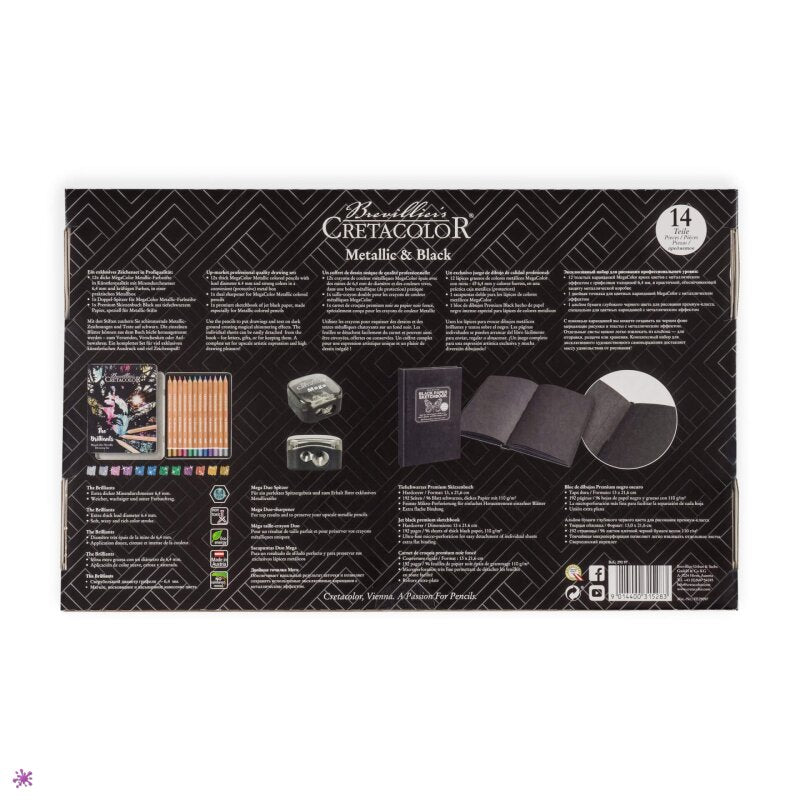 Cretacolor Metallic & Black Drawing Set, 14 pcs.