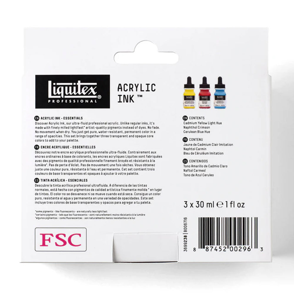 Liquitex Professional Acrylic Ink Essentials Set, 3x30 ml