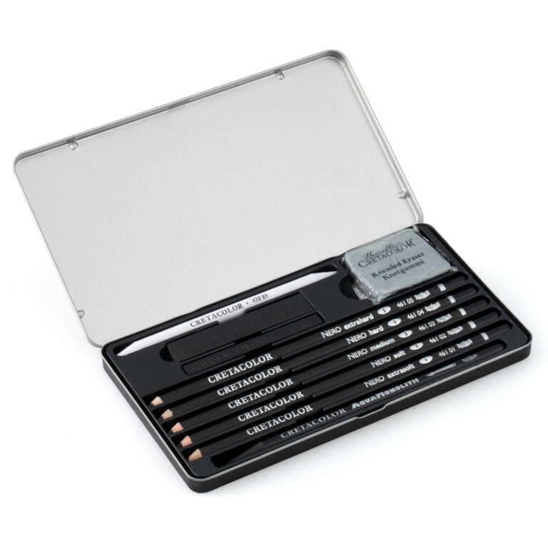 Cretacolor Deep Black Drawing and Sketching Set, 10 pcs.