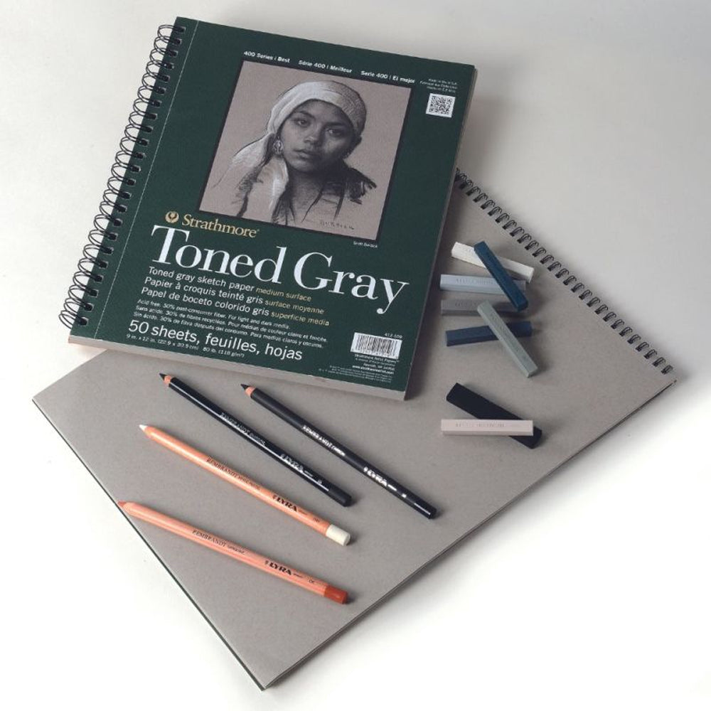Strathmore Toned Gray 400 Series Paper Wire Bound Pad, 118 gsm