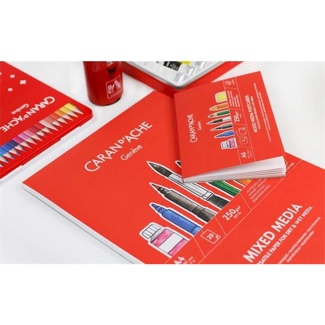 Caran d'Ache Mixed Media Colouring Postcards, 12 sheets