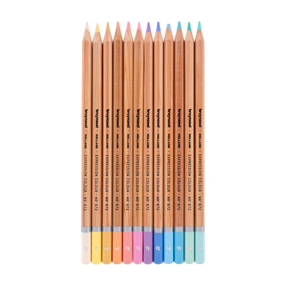 Bruynzeel Expression Coloured Pencils, Pastel Shades, 12 pcs in Metal Tin
