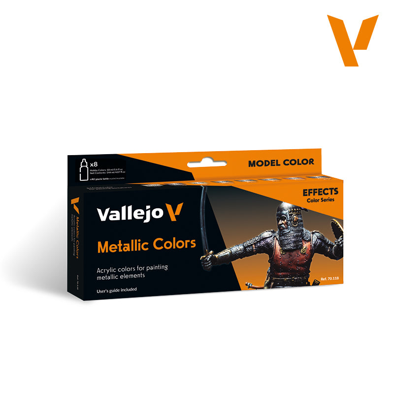 Vallejo Metallic Colors Paint Set, 8x17 ml