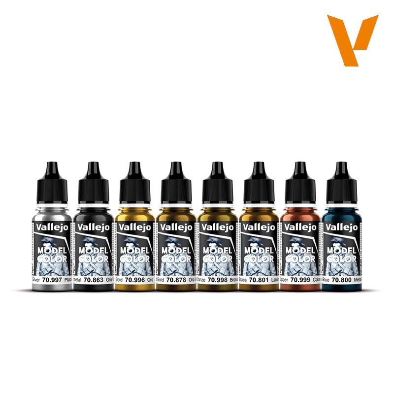 Vallejo Metallic Colors Paint Set, 8x17 ml