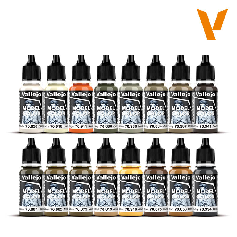 Vallejo Earthtone Colors Paint Set, 16x17 ml