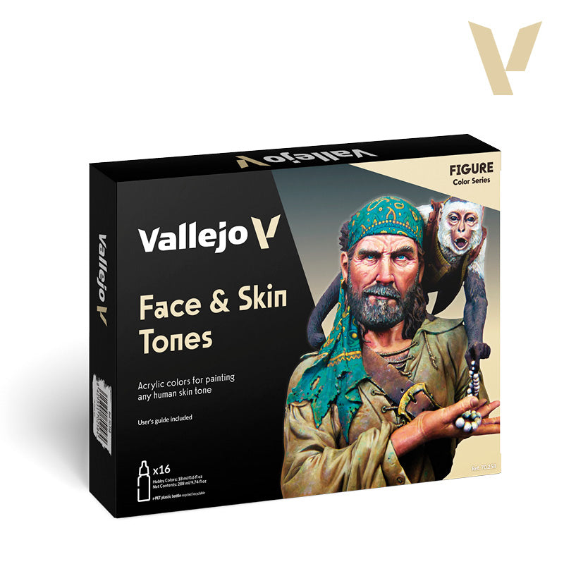 Vallejo Model Color Face & Skin Tones Acrylic Paint Set, 16x18 ml