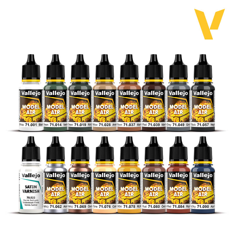 Vallejo Railway Colors (Europe) Model Air Acrylic Paint Set, 16x17 ml