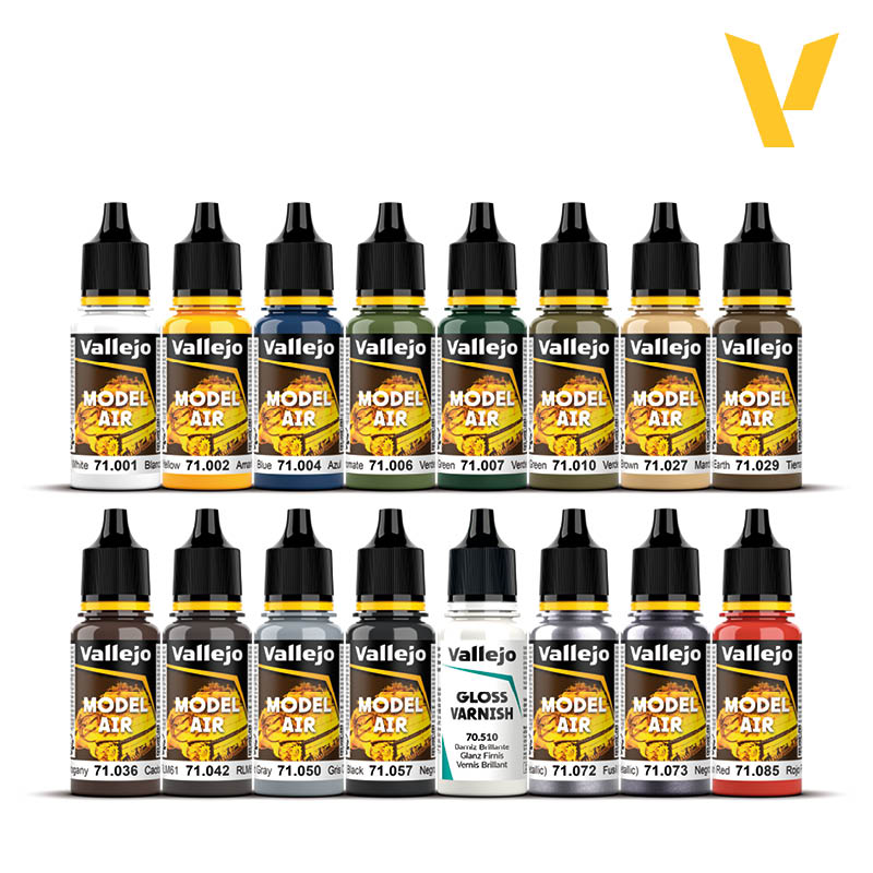 Vallejo Building Set Model Air Paint Set, 16x17 ml