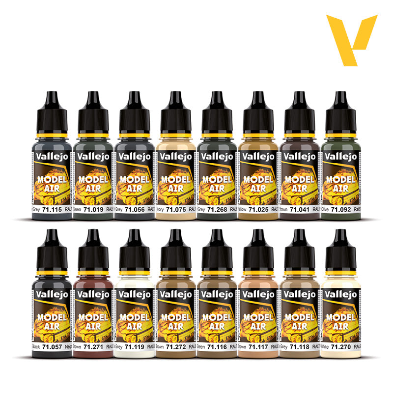 Vallejo German WWII Europe & Africa Model Air Paint Set, 16x17 ml