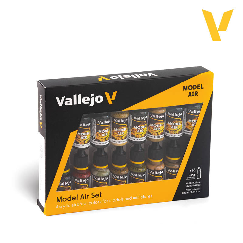 Vallejo German WWII Europe & Africa Model Air Paint Set, 16x17 ml