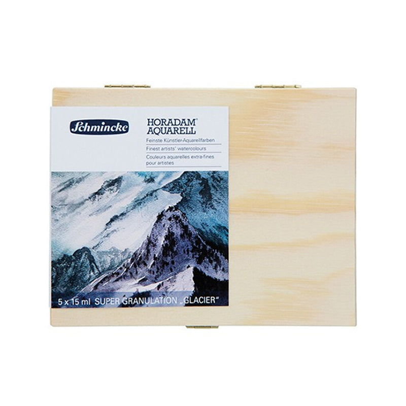Schmincke Horadam Super Granulation Glacier Watercolour Set in a Wooden Box, 5x15 ml