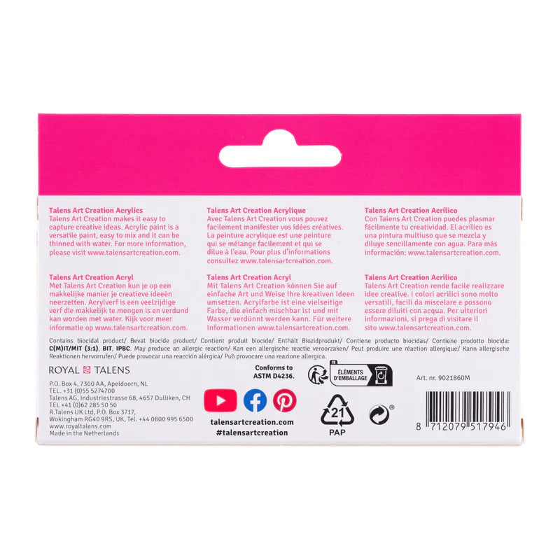 Talens Art Creation Acrylic Paint Set Primary, 6x12 ml