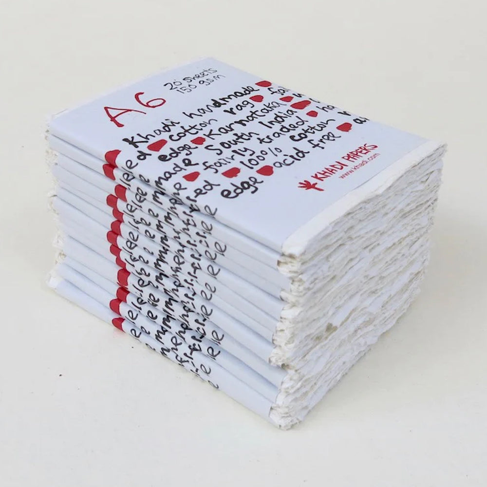 Handmade Khadi Paper from India, 20 Sheets, 150 gsm
