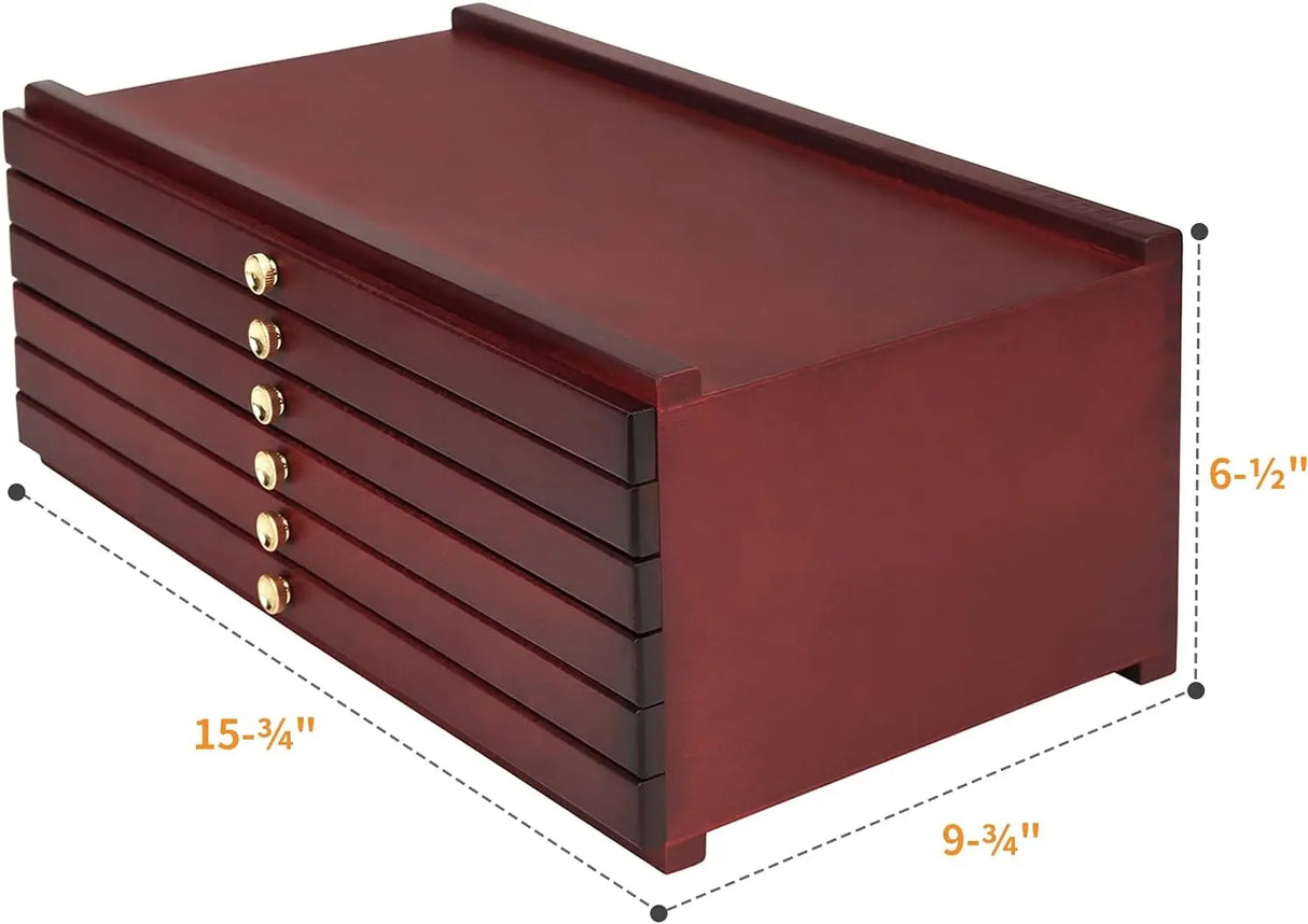 MEEDEN 6-Drawer Artist Supply Storage Box, Dark Walnut color