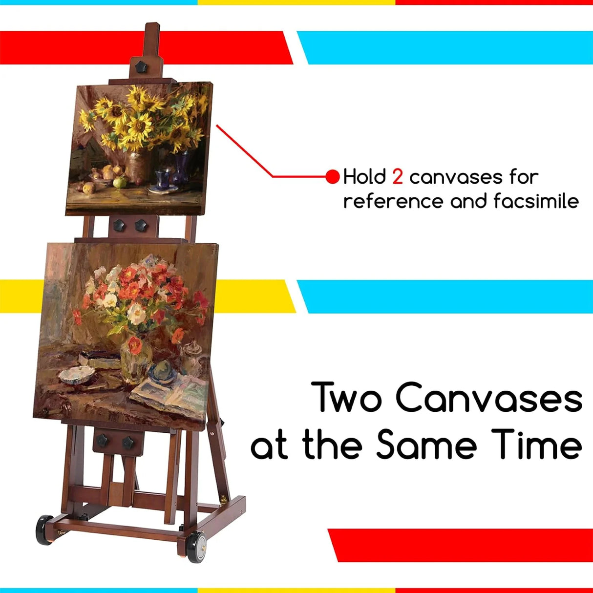 MEEDEN Versatile Studio H-Frame Artist Easel, Walnut
