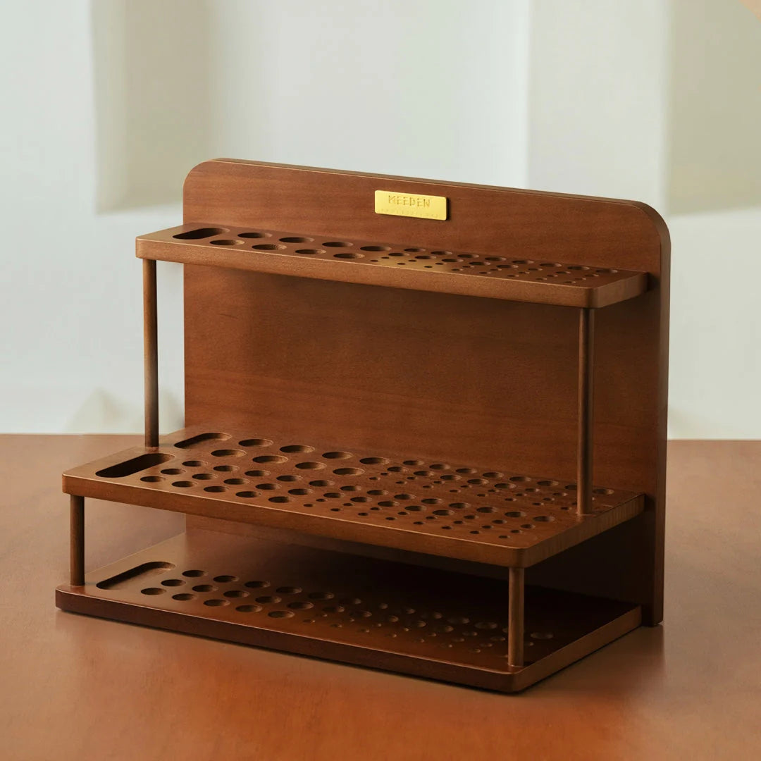 MEEDEN Pro 2-Tier Wooden Paint Brush Holder Organizer