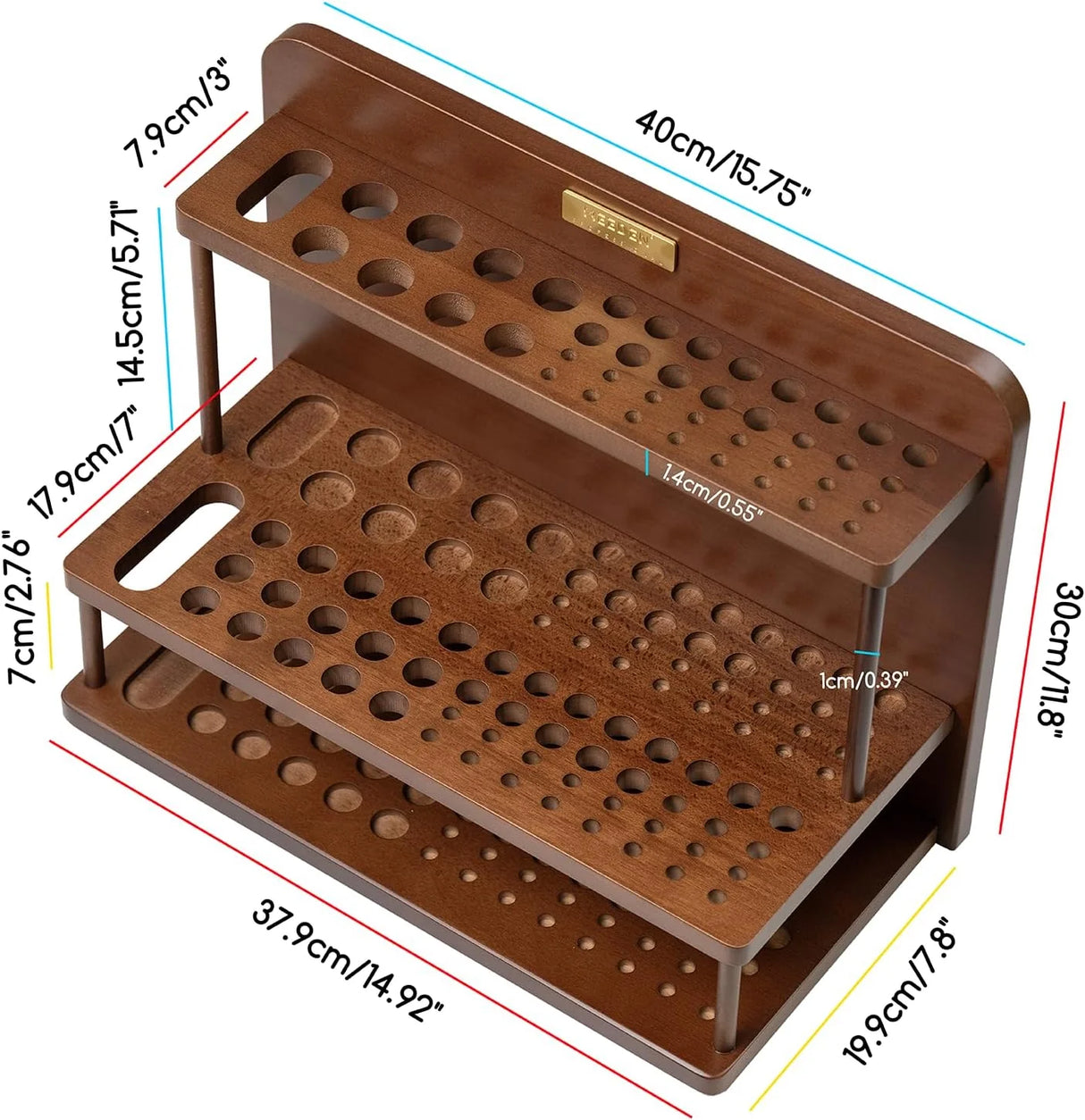 MEEDEN Pro 2-Tier Wooden Paint Brush Holder Organizer