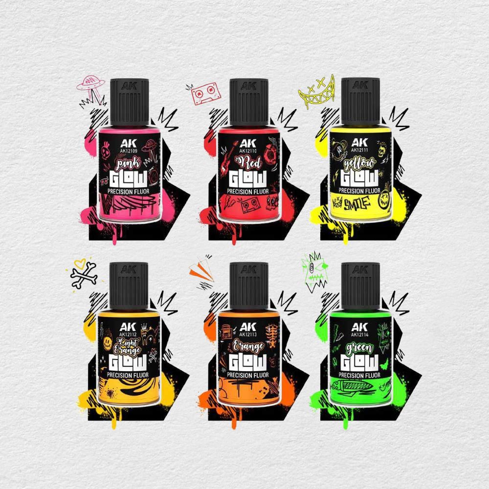 AK Interactive Glow Precision Fluor fluorescent paint, 30 ml