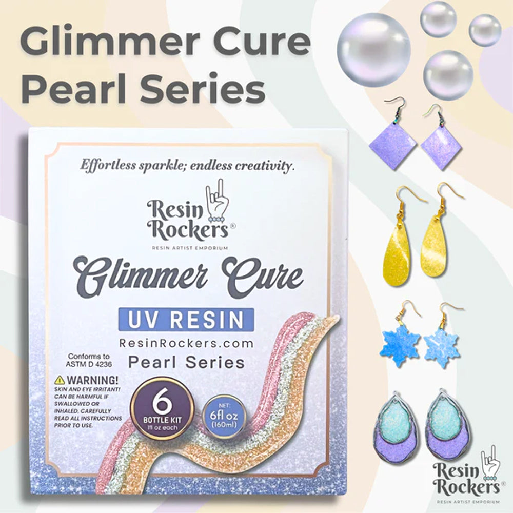 Resin Rockers Glimmer Cure Pearl UV Resin Hard Type, Full Kit
