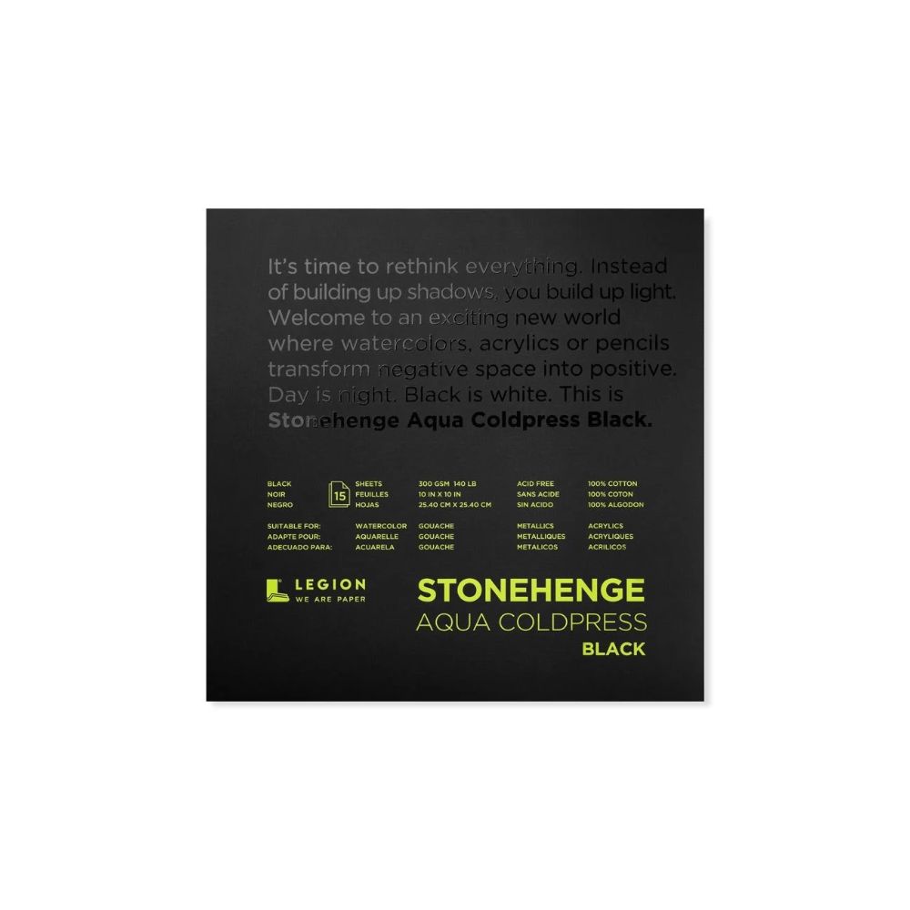 Stonehenge Aqua Black watercolor paper, 15 sheets, 140 lb