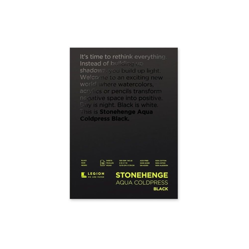 Stonehenge Aqua Black watercolor paper, 15 sheets, 140 lb