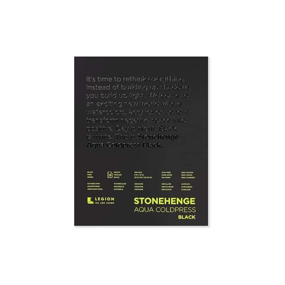 Stonehenge Aqua Black watercolor paper, 15 sheets, 140 lb