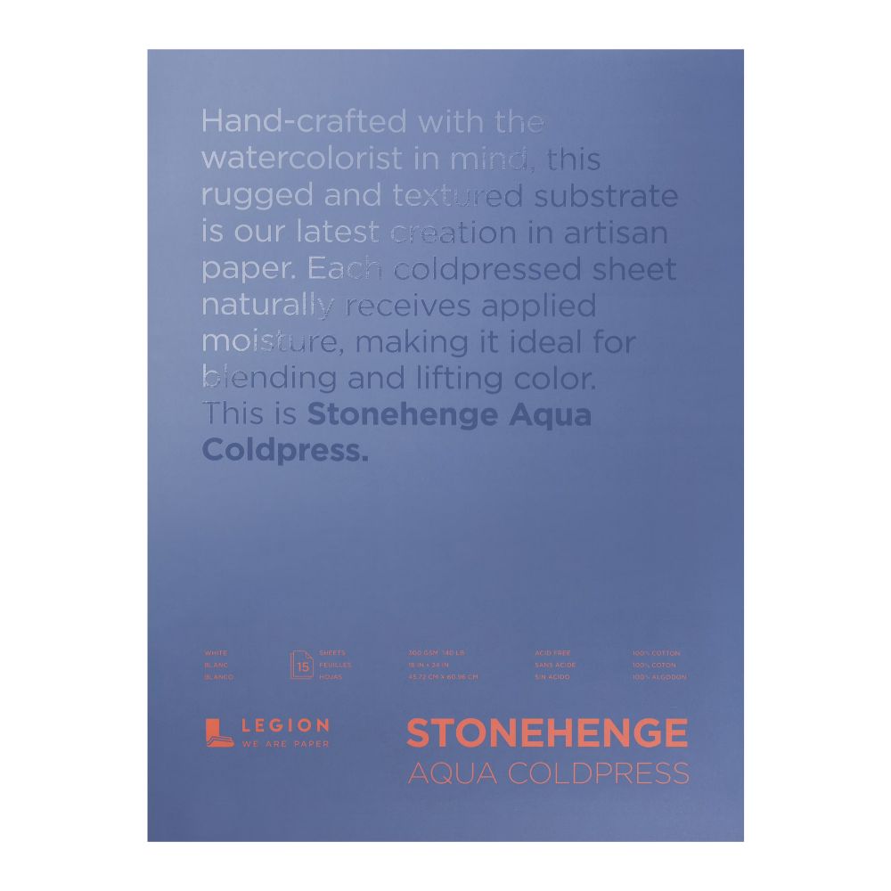 Stonehenge Aqua White watercolor paper, 15 sheets, 140 lb
