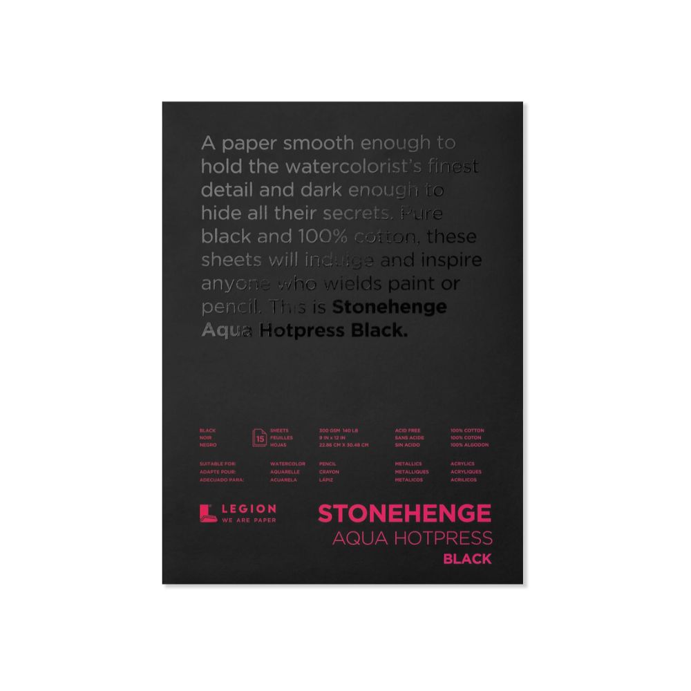 Stonehenge Aqua Black watercolor paper, 15 sheets, 140 lb