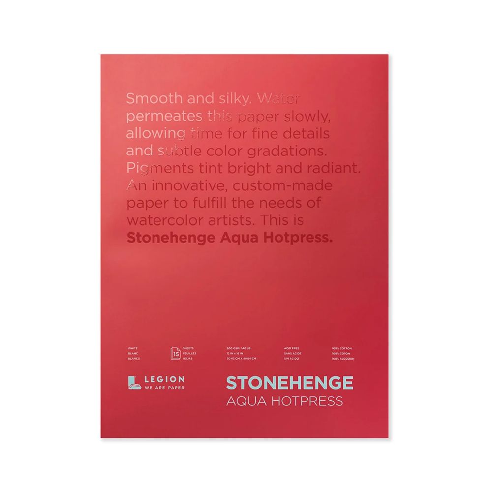 Stonehenge Aqua White watercolor paper, 15 sheets, 140 lb