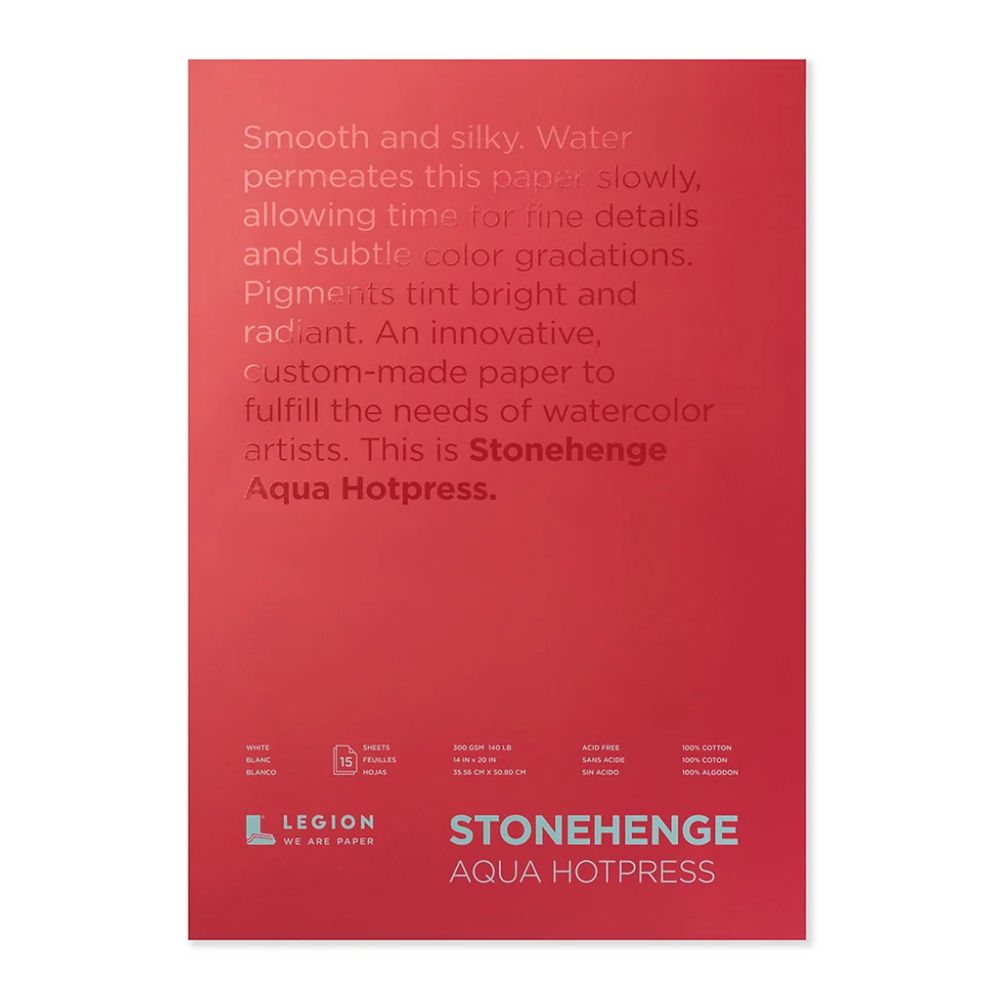 Stonehenge Aqua White watercolor paper, 15 sheets, 140 lb