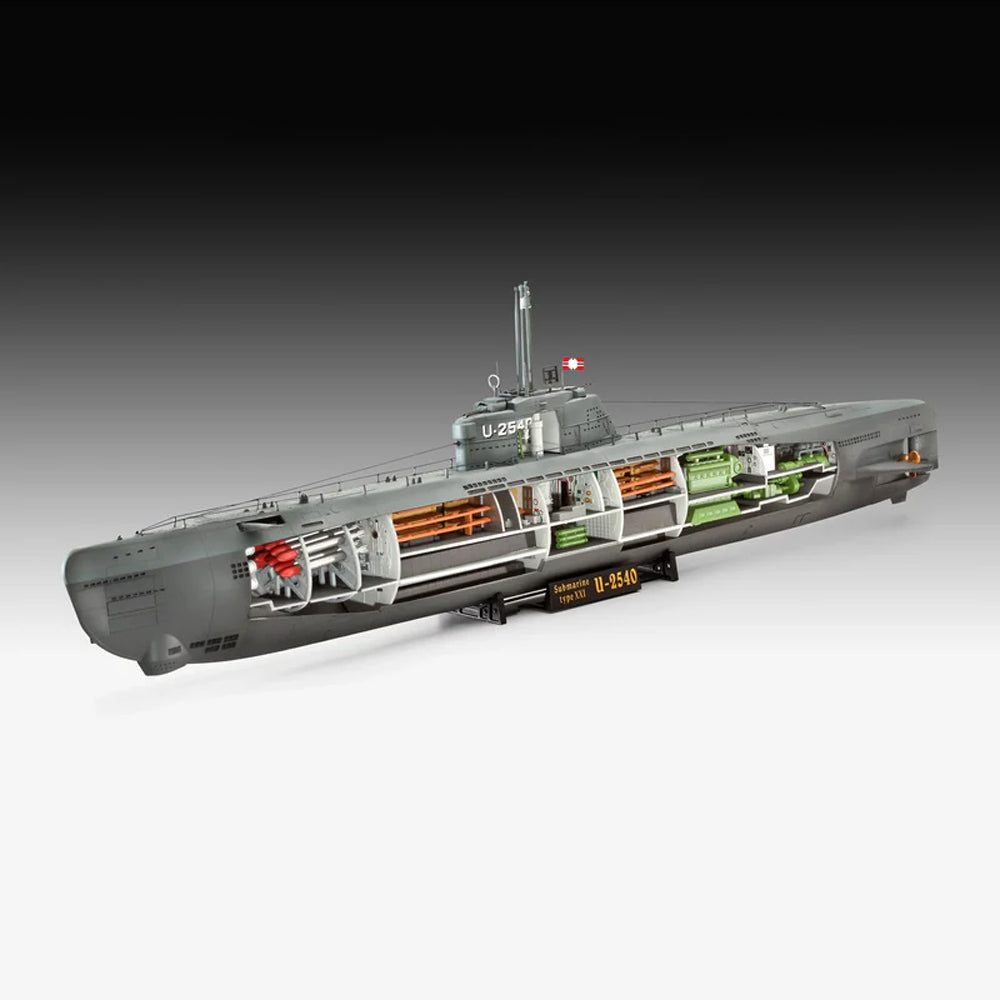 Revell German Submarine Type XXI with Interior Scale Model, 1:144