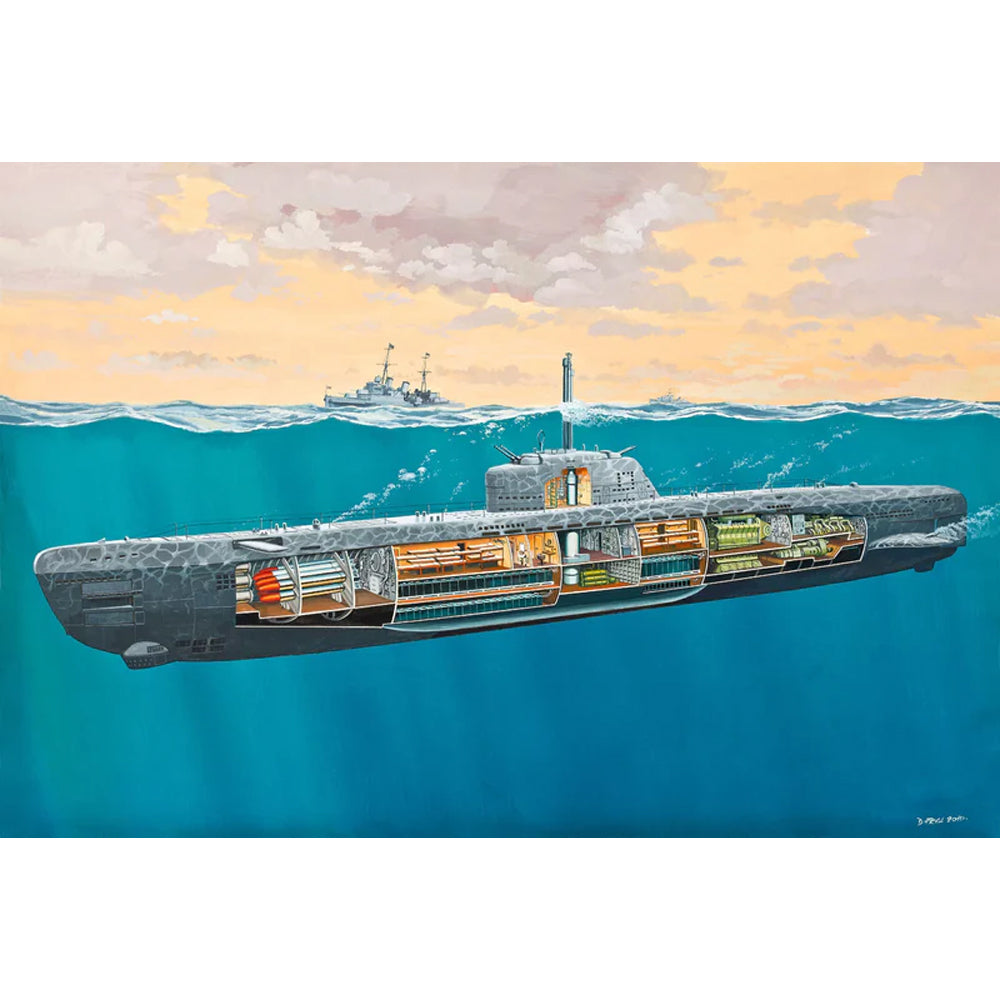 Revell German Submarine Type XXI with Interior Scale Model, 1:144