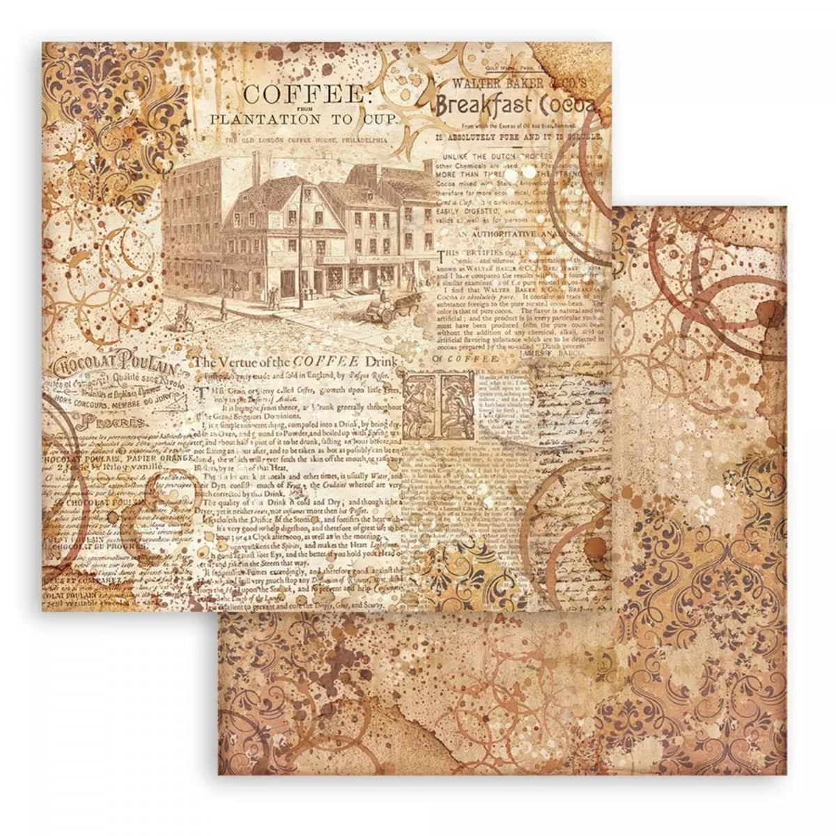 Stamperia Double-Sided Scrapbooking Paper Set - Coffee and Chocolate, 10 units