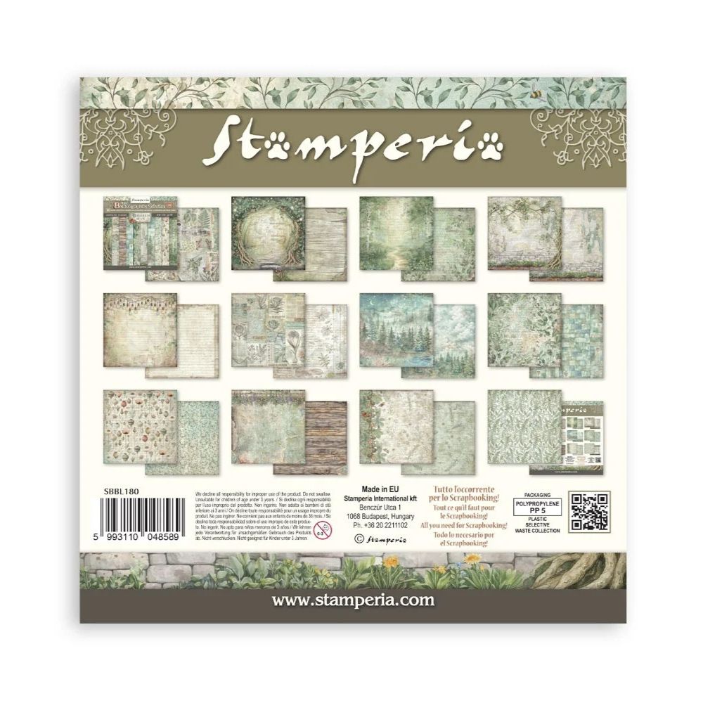 Stamperia Double-Sided Scrapbooking Paper Set - Herbarium Silvae Backgrounds Selection, 10 units
