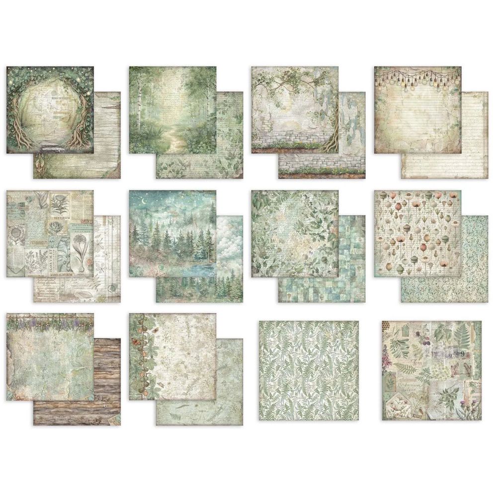 Stamperia Double-Sided Scrapbooking Paper Set - Herbarium Silvae Backgrounds Selection, 10 units