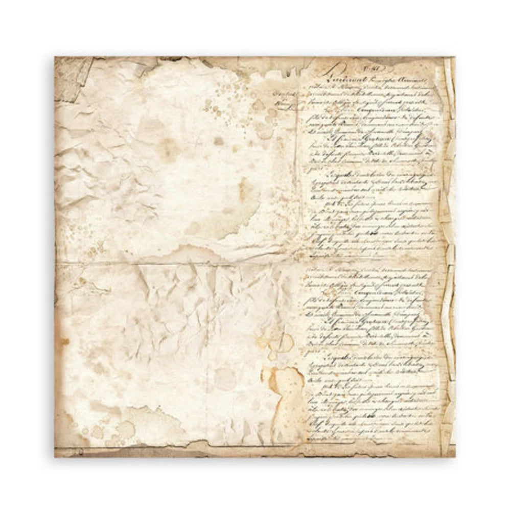 Stamperia Double-Sided Scrapbooking Paper Set - Vintage Library, Backgrounds Selection, 10 units