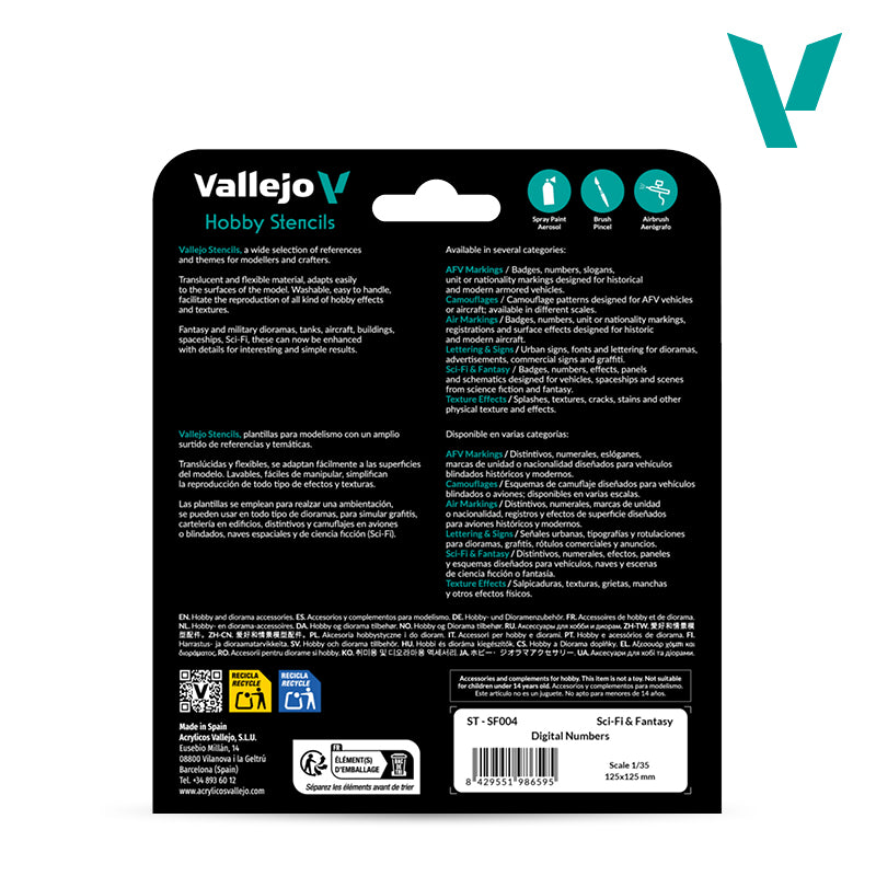Vallejo Hobby Stencils - Digital Numbers