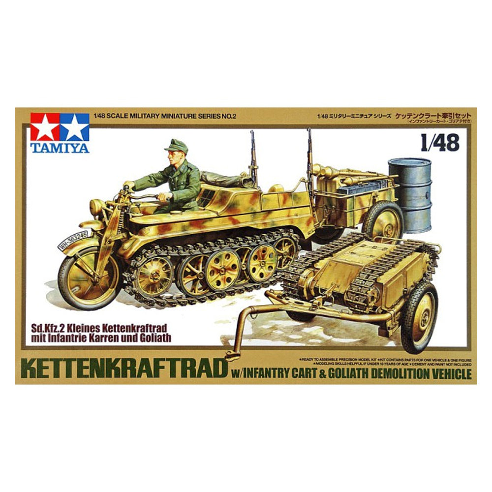 Tamiya Kettenkraftrad with Cart and Goliath Model Kit, 1:48