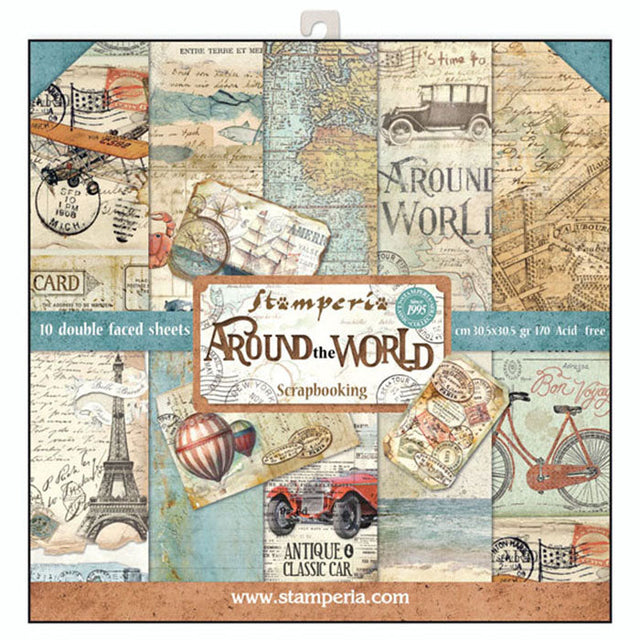 Stamperia Double-Sided Scrapbooking Paper Set - Around the World, 10 units